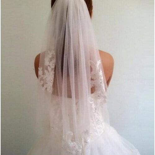 Bridal Veils Elegant Rhinestone Lace Veil Wedding Veil Hair Accessory Hearwear Heardress for Wedding Veils One Layer With Comb