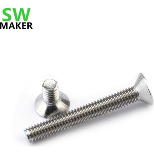 SWMAKER 100PCS/lot 304 stainless steel M3X30 flat head screws cross countersunk head screw