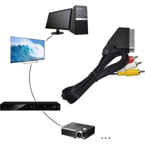 High Quality 1.8m/6Feet RGB Scart To 3 RCA Video Cable For NES For FC D08A