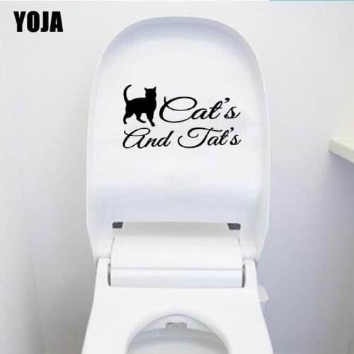 YOJA 22.1*12.1CM Creative Home Decor Wall Sticker Toilet Decal Cartoon Art Cats And Tats T4-0012