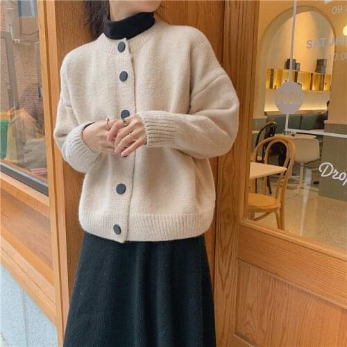 Spring Women Knitted Cardigan Single Breasted Loose Korean Style Solid Color Sweaters Casual Outwear Jumpers Warm Tops fall