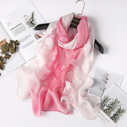 Women Plum Blossom Printed Scarf Wraps female Chiffon Beach Shawls Thin Soft 2021 New