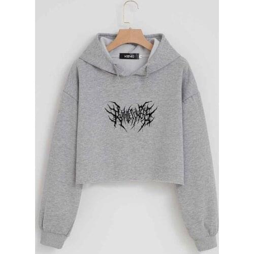 Pullover Crop Top Hoodie Women Punk Clothes Crop Top Long Sleeve Harajuku Hip Hop Streetwear Fashion Aesthetic Sweatshirt Women
