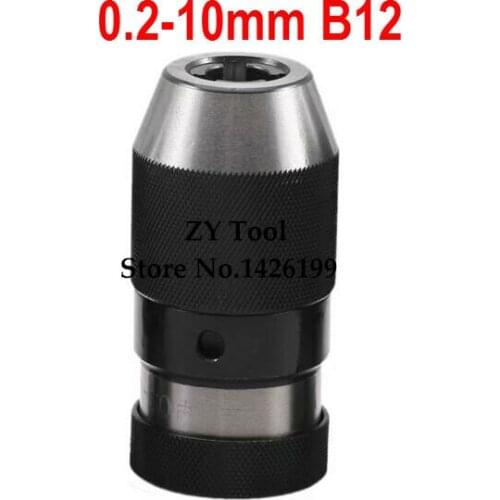 1pcs Taper B12, 0.2-10mm Adjustable Tapered Keyless Drill Chuck 0.2-10mm B12 Black,Self tightening Drill chuck