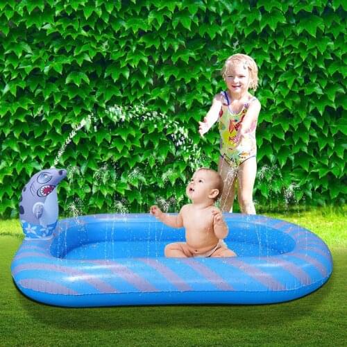 170cm Inflatable Sprinkler Pool Kids Swimming Pool Summer Outdoor Lawn Play Mat Toddlers Water Toys Shark Dinosaur Pattern