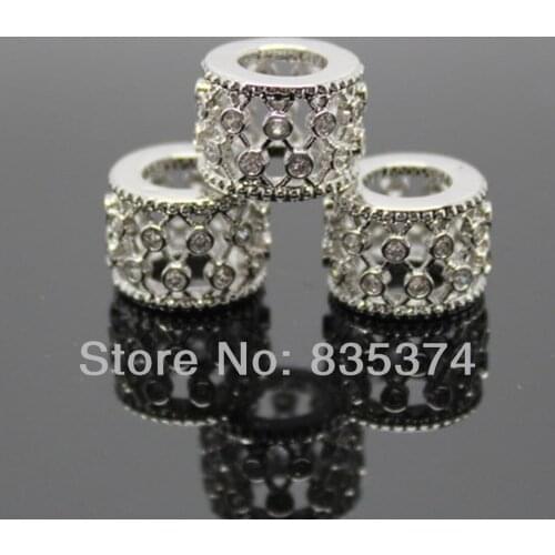 2013 Top Fashion European Charm Zircon Beads Fit European Style Bracelets And Necklace