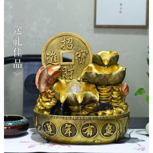 2020 HOME SHOP COMPANY BRING WEALTH GOOD LUCK MONEY DRAWING MONEY FORTUNE GOLD FISH JU BAO PEN FENG SHUI DECORATIVE ART STATUE