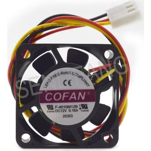 For COFAN F-4010M12B Server DC12V 0.16A 40x40x10mm 3-wire Cooling Fan