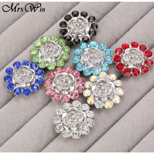 6pcs/lot Mrs Win Snap Jewelry Crystal Flowers 18MM Snap Fit Snap bracelets & bangles Wholesale buttons