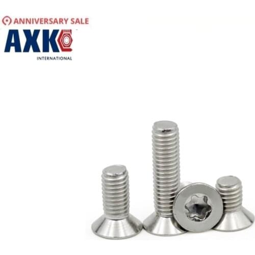 Axk 100pcs M2*3/4/5/6/8/10/12/16/20 A2 Stainless Steel Torx Countersunk Head Screw Screws