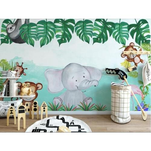 Bacal Custom decorative painting papel de parede 3d wallpaper Nordic modern minimalist animal elephant flower childrens room