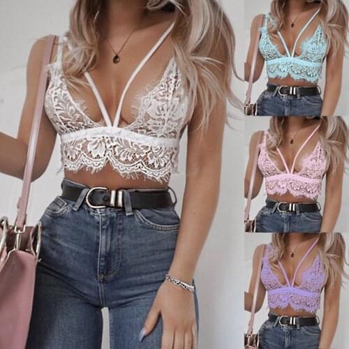 Hot sexy women bra Summer fashion Sheer Lace floral Bralette Bras Girls Strappy lingerie bra underwear sweet wire free Bra