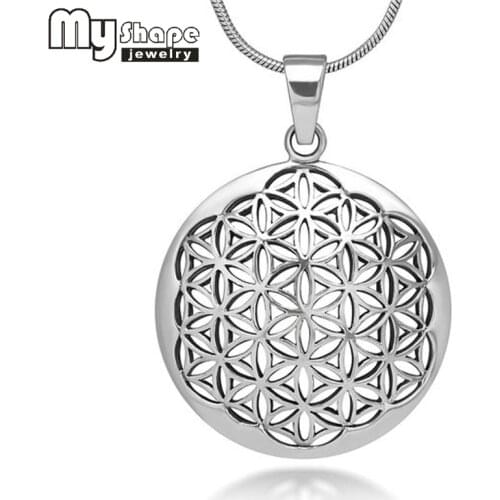 My Shape Flower of Life Mandala Necklace Pendant Sacred Geometry Women Aesthetic Accessories Choker Fashion Jewelry Link Chain