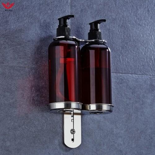 Wetips Stainless Steel Soap Dispenser Holder Bathroom Liquid Soap Container Rack Toilet Shampoo Hanger Shower Gel Bottle Holder