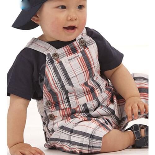 Cheap-infant-clothing 1st Birthday Outfits Suit Newborn Baby Clothes 3 6 Months Summer Clothing Set Boy Plaid Overalls Suit