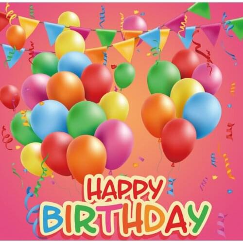 Candy Color Balloon and Happy Birthday Backdrop Holiday Photography Background Celebration Photo Booth Studio Decor