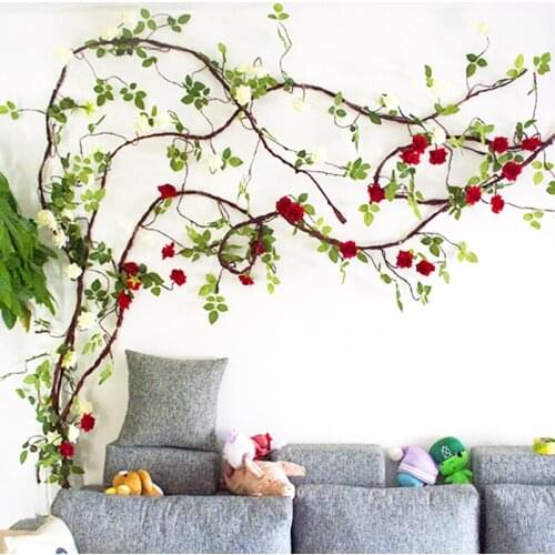 300CM Silk Roses Lvy Vine Artificial Flowers Romatic Arch Wedding Decoration Fake Flowers Rattan Wall Hanging Garland Home Decor