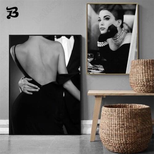 Canvas Painting Black and White Fashion Flowers Vintage Decoration Canvas Painting Wall Art Pictures for Living Room Home Decor