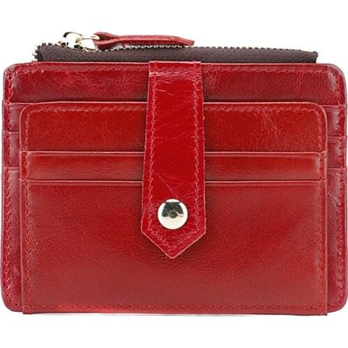 Genuine Leather Card Wallet Women Men New Slim Hasp/Zipper Credit Card Holder Cover Fashion housekeeper Multi-card slot