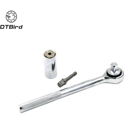 Multi Function Socket Wrench Head 3/8" 7-19mm Power Drill Adapter Car Universal Sleeve Ratchet Wrench Hand Tools