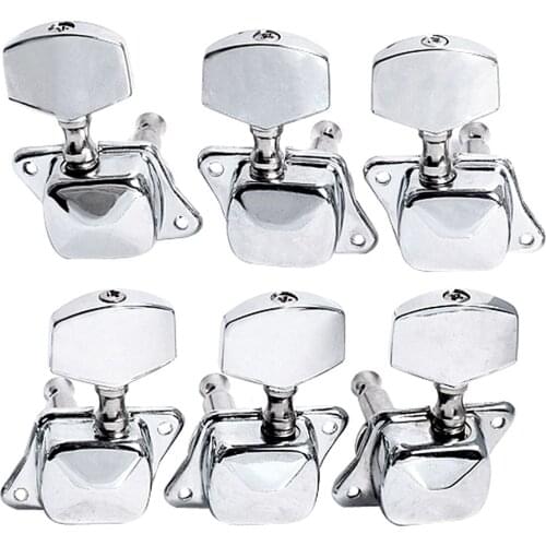 Musiclily 3+3 Semi Closed Guitar Tuners Tuning Keys Pegs Machine Heads Set , Chrome