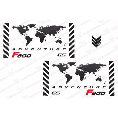 GS Motorcycle Reflective Decal Kit "F800 World Adventure Map" for Touratech Panniers