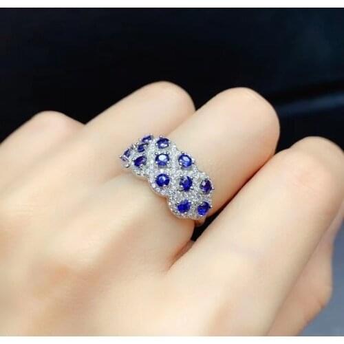 Natural Sapphire Gem Ring S925 Sterling Silver Fine Fashion Charming Jewelry for Women Free Shipping