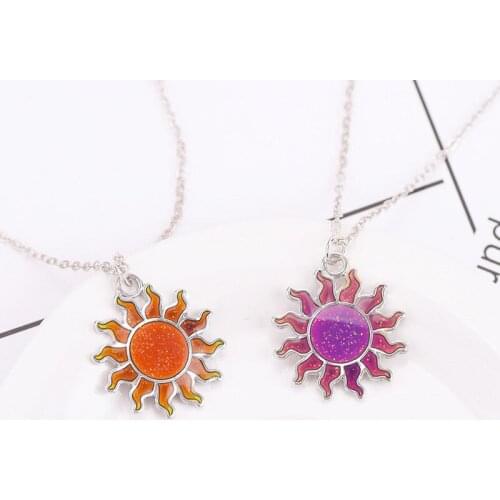 2021 New Temperature-controlled Color-changing Necklace Pendant Sun Necklace for Woman Pendant Jewelry Wholesale