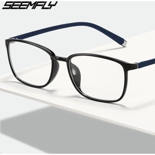 Seemfly TR90 Computer Glasses Frame Men Optical Myopia Eyeglasses Anti Blue Light Blocking Eye Glasses Prescription Spectacles