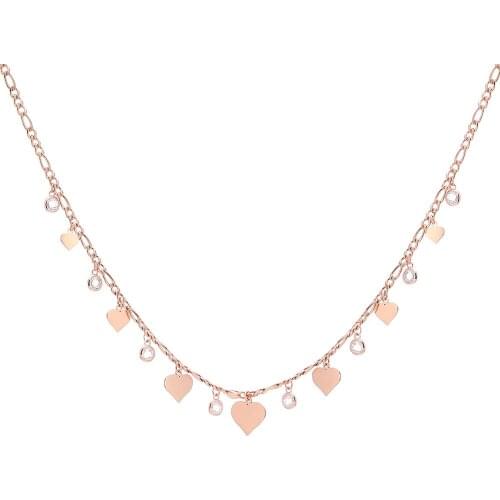 Stainless Steel Cute Heart Necklace Rose Gold Color Jewelry High Quality Chain Tassel Love Bohemia Chokers Necklaces For Women
