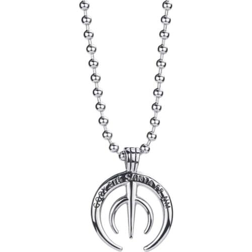 Stainless Steel Vintage Trident Poseidon Weapon Pendant Necklace Jewelry For Men Punk Rock Gift with Bead Chain
