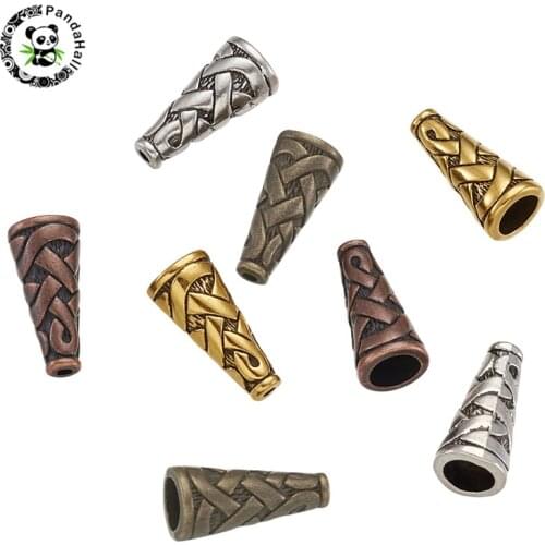 Pandahall 40 pcs/Set Tibetan Style Cone Alloy Bead Caps for Jewelry Findings Making Components Mixed Color 18x8x8mm Hole: 1mm