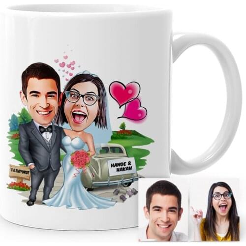 Personalized Are Getting Married Cartoon White Mug Cup-1