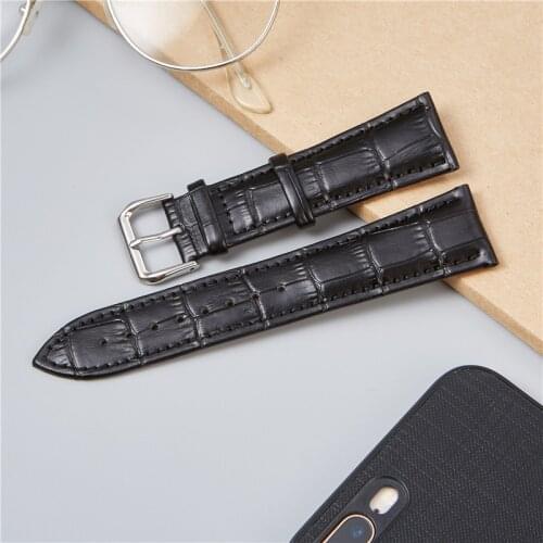 Embossed Genuine Leather Watchbands Calfskin Bamboo Texture Straps 16mm 18mm 20mm 22mm 24mm Bracelet Business Watchband