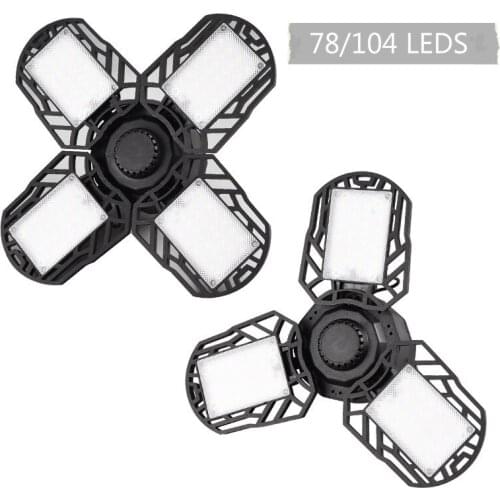 Foldable LED Lamp 78/104 Leds Garage Light Deform Light Warehouse Factory Chandelier Garden Solar Led Light Outdoor Cocina