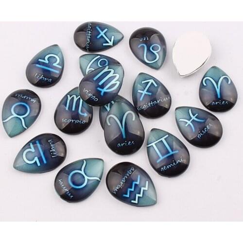 Glass Cabochon 18*25mmMixed Constellation Photo Water drop CameoCabochon Setting forJewelry Accessories Handmade Pattern 16pcs