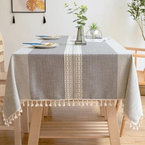 Cozy Casa Dining Desk Cover Tablecloth Mat Linen Cotton Rectangular Table Cloth with Tassel Tea Table Cloth 140x260cm Drop Ship
