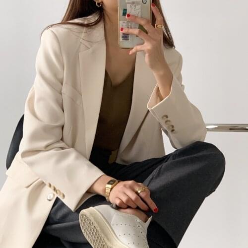 Spring 2020 Korean Version Of Womens Temperament Loose Suit Hong Kong Flavor Office Solid Color Casual Small Suit Jacket