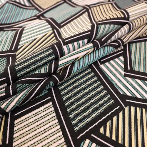 Jacquard geometry fabric material for making curtain sofa cushions high quality fabric