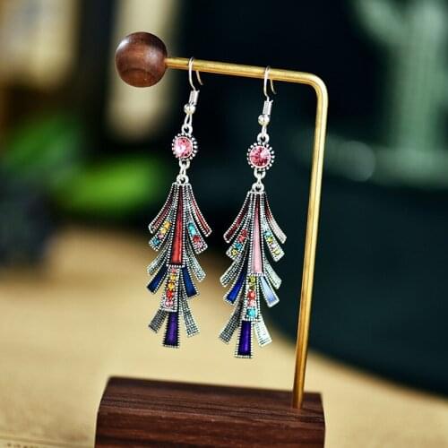Chinese Style Long Alloy Tassel Dripping Earrings Female Unique Temperament Retro Earrings Eardrop New Aretes Brincos