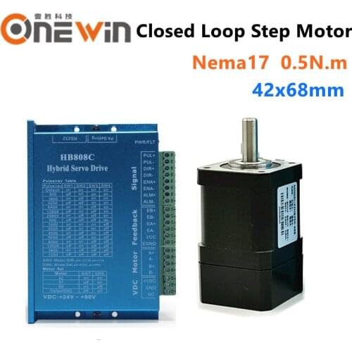0.5N.m Nema17 closed loop stepper motor kit 42mm 42HB250-48B with HB808C Hybird step driver 2 phase