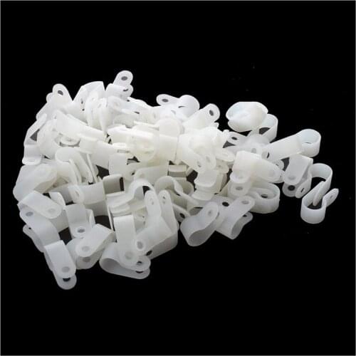 100 Pcs White Plastic Clip Clamp Fastener for 10mm Cable Wire Hose