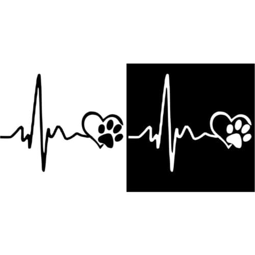 13CM*10.3CM Heartbeat Love Dog Footprints Funny Car Sticker Pull Fuel Tank Pointer Reflective Vinyl Car Sticker Decal Creative
