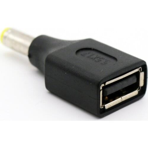 1x USB 2.0 A Female to DC 5.5mm x 1.7mm Male Connector Charge Barrel Jack Power Adapter for Small DC USB Electronics Charging
