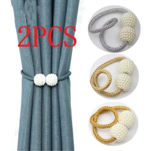 2PCS pearl magnetic curtain clip curtain rod tie hanging ball buckle room decoration accessories household goods