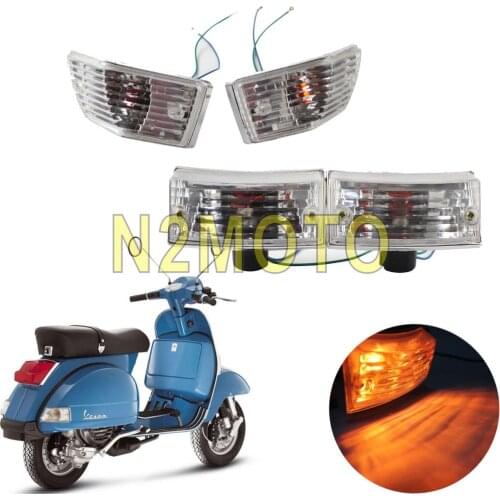 For Vespa P PX VSX VNX Stella Clear Red Amber Front and Rear Turn Signal Light Indicator Bulb Blinker Flasher 4pcs