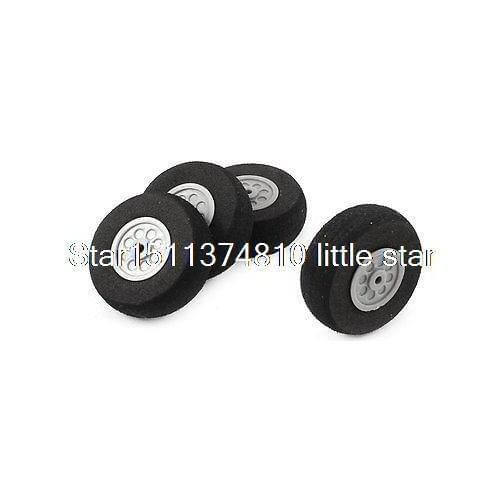 4 Pcs RC Aircraft Toy DIY Plastic Hub Sponge Spoke Wheel Tire 30mmx10mm