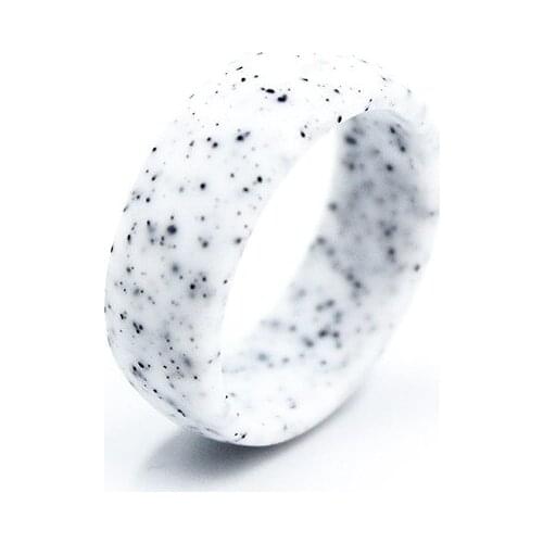 8.7mm Black White Silicone Rings Flexible Couple Ring Wedding Engagement Jewelry Environmental Silicone Glitter Ring size 12 14