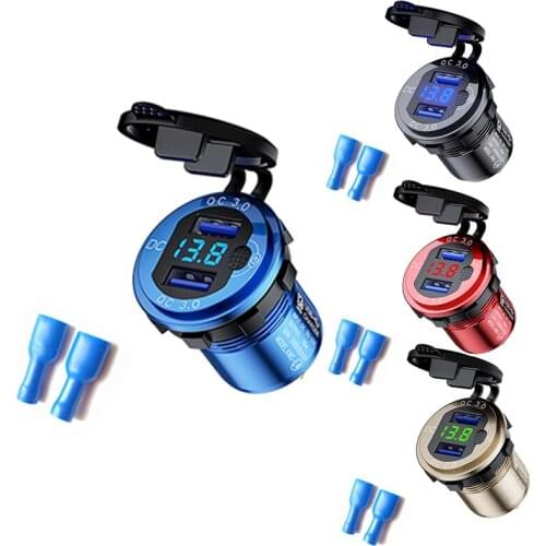 12V Car Cigarette Lighter Socket Dual QC3.0 USB Ports Fast Charger Power Adapter for On-board Equipment and Electrical Appliance