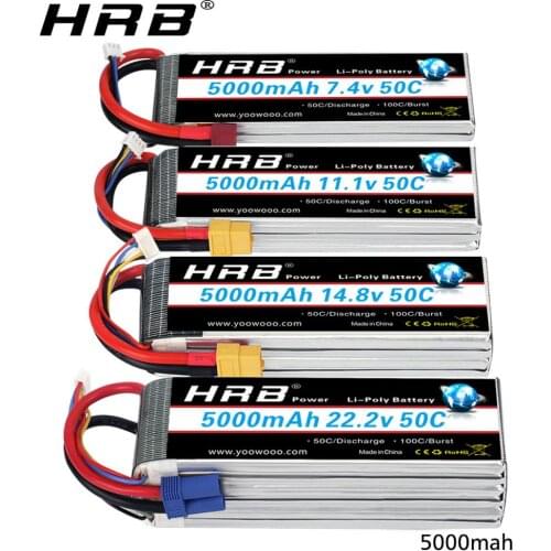 HRB 3s 4s 5000mah Lipo Battery 50C with XT60 connector for RC car truck Monster Fpv Drone 450 500 700 helicopter Airplane Boat